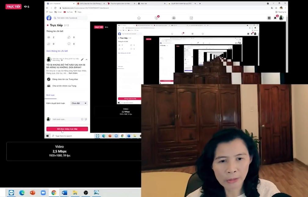 Một trong các buổi livestream trực tiếp của bà Hàn Ni trên mạng xã hội. (Ảnh chụp màn hình).