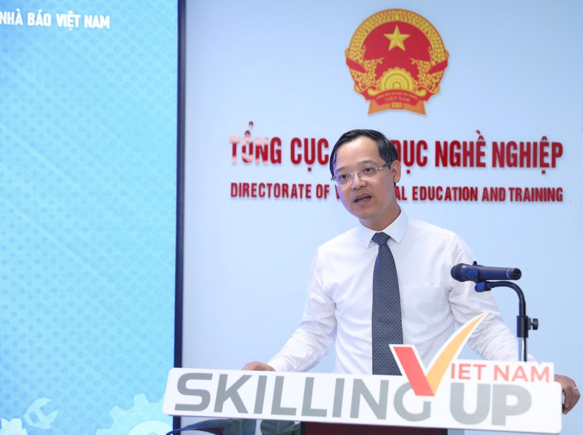Ông Trương Anh Dũng, Tổng cục trưởng Tổng cục Giáo dục nghề nghiệp phát biểu tại buổi lễ.