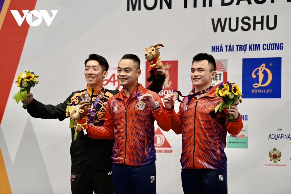 Niềm vui của Quốc Khánh và Văn Hữu. Ảnh: VOV.