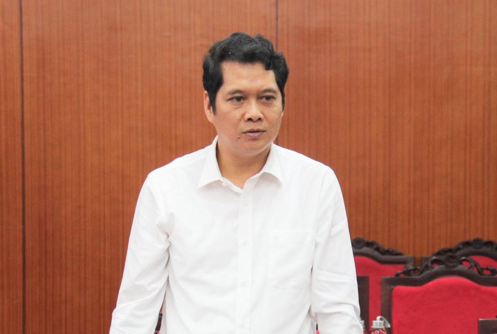 Ông Vi Đức Thọ, Chủ tịch Ủy ban MTTQ Việt Nam tỉnh Sơn La phát biểu tại cuộc làm việc. Ảnh: Minh Thu.