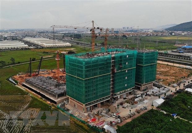 Quy mô Dự án nhà ở xã hội Evergreen Bắc Giang gồm: 10 tòa chung cư, 20 tầng nổi và 1 tầng hầm. Ảnh: Danh Lam/TTXVN.