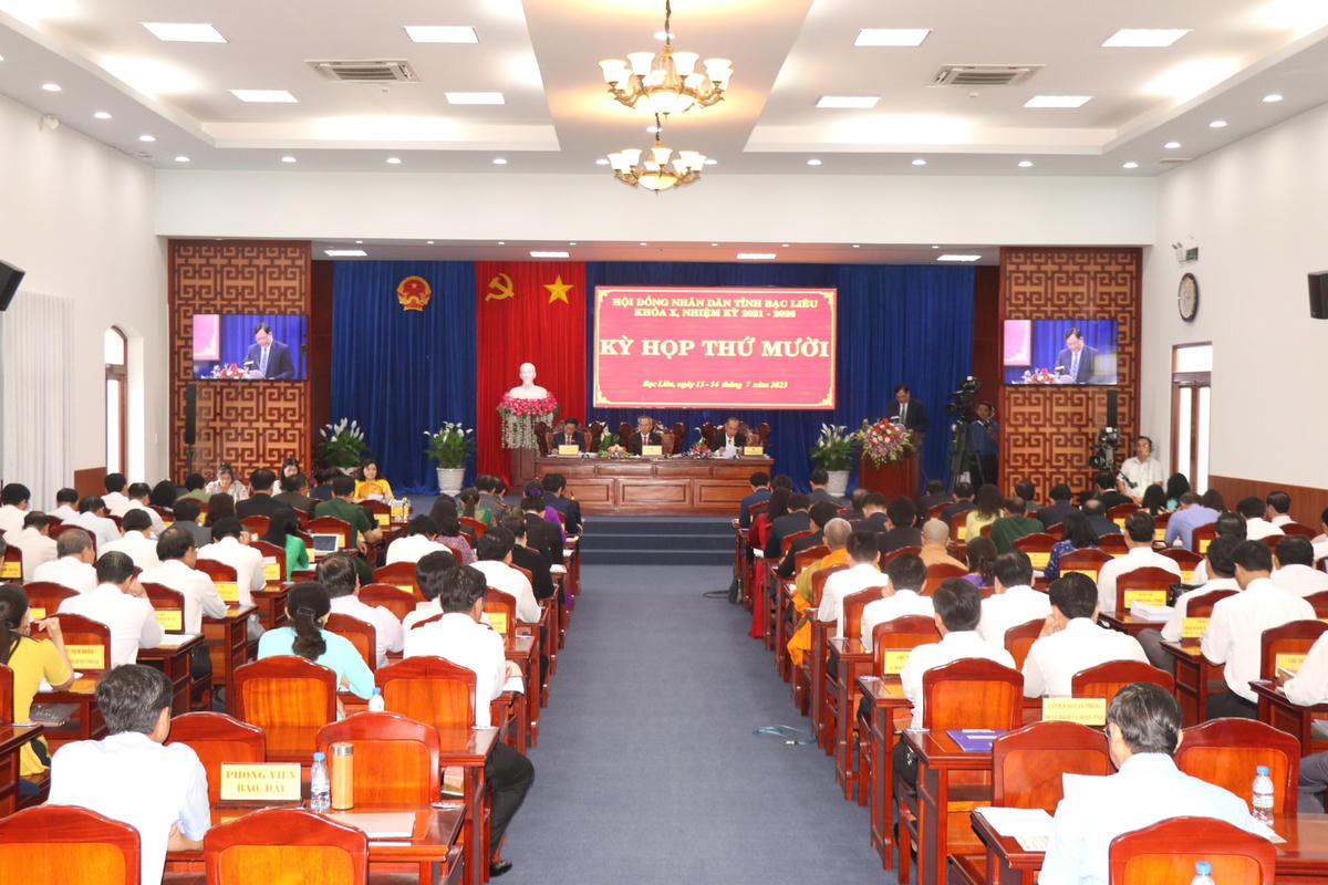 Quang cảnh kỳ họp thứ 10, HĐND tỉnh Bạc Liêu khoá X (kỳ họp giữa năm 2023).