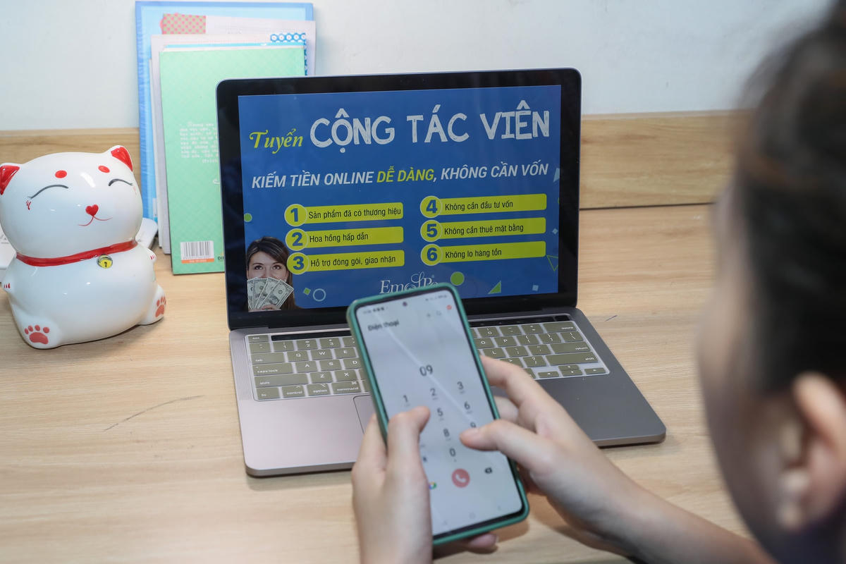 Người dân cần tỉnh táo, cảnh giác với các chiêu trò lừa đảo tuyển cộng tác viên. Ảnh: Quang Vinh.