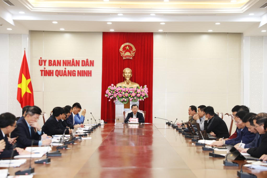 Chủ tịch UBND tỉnh Quảng Ninh Cao Tường Huy chủ trì cuộc họp.