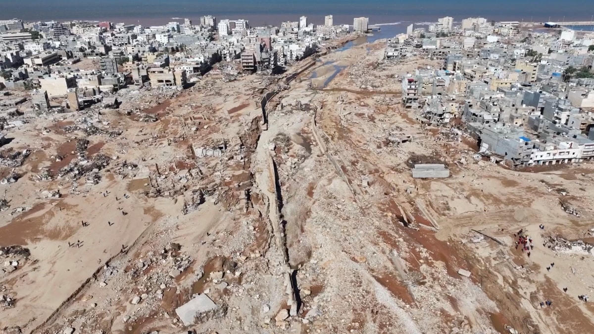 Hậu quả lũ lụt ở Libya.