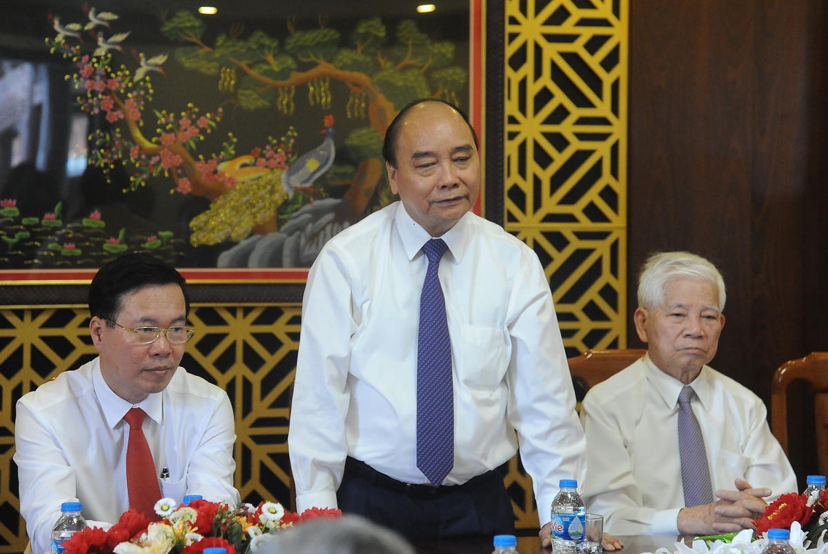 Chủ tịch nước Nguyễn Xuân Phúc phát biểu tại buổi gặp mặt.