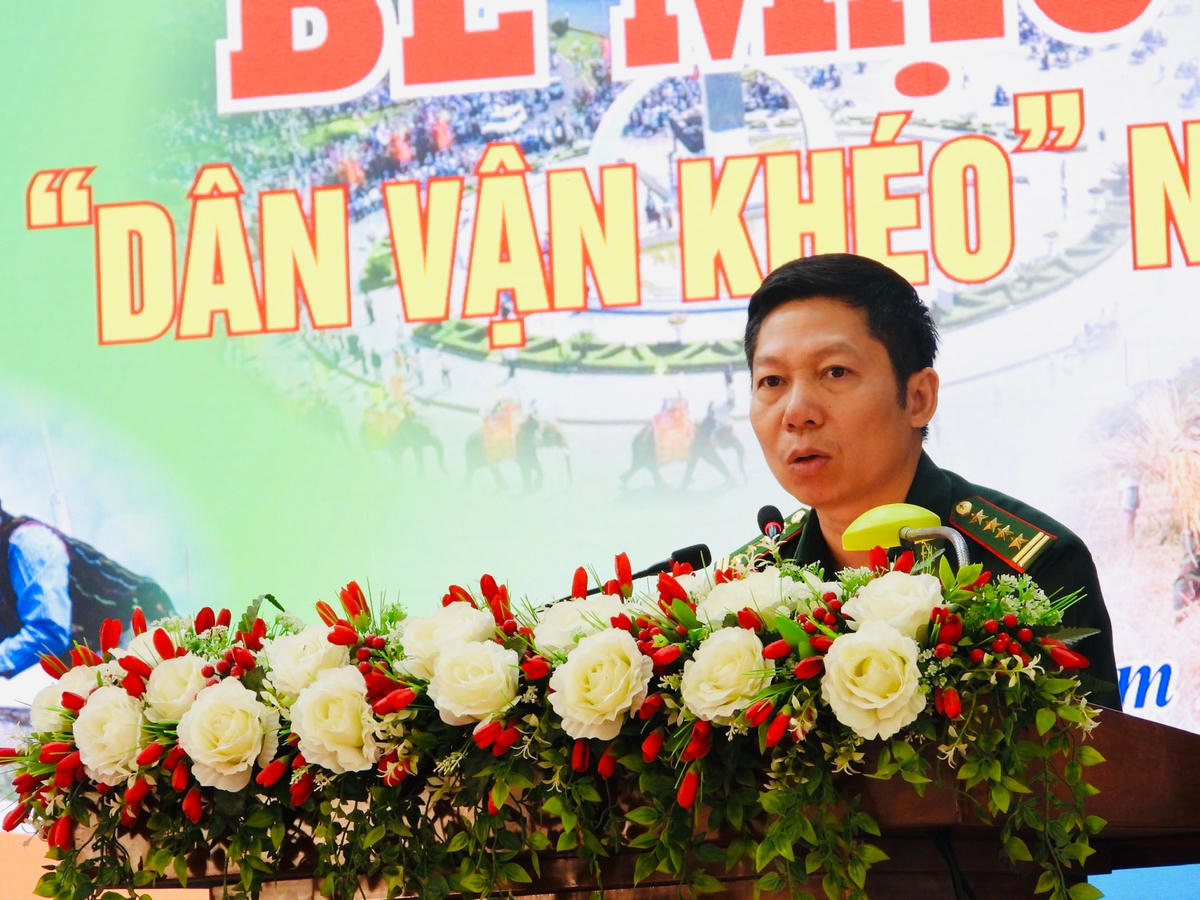 Đại tá Đỗ Quang Thấm, Uỷ viên Ban Thường vụ Đảng uỷ, Phó Chính uỷ BĐBP tỉnh đánh giá Hội thi.