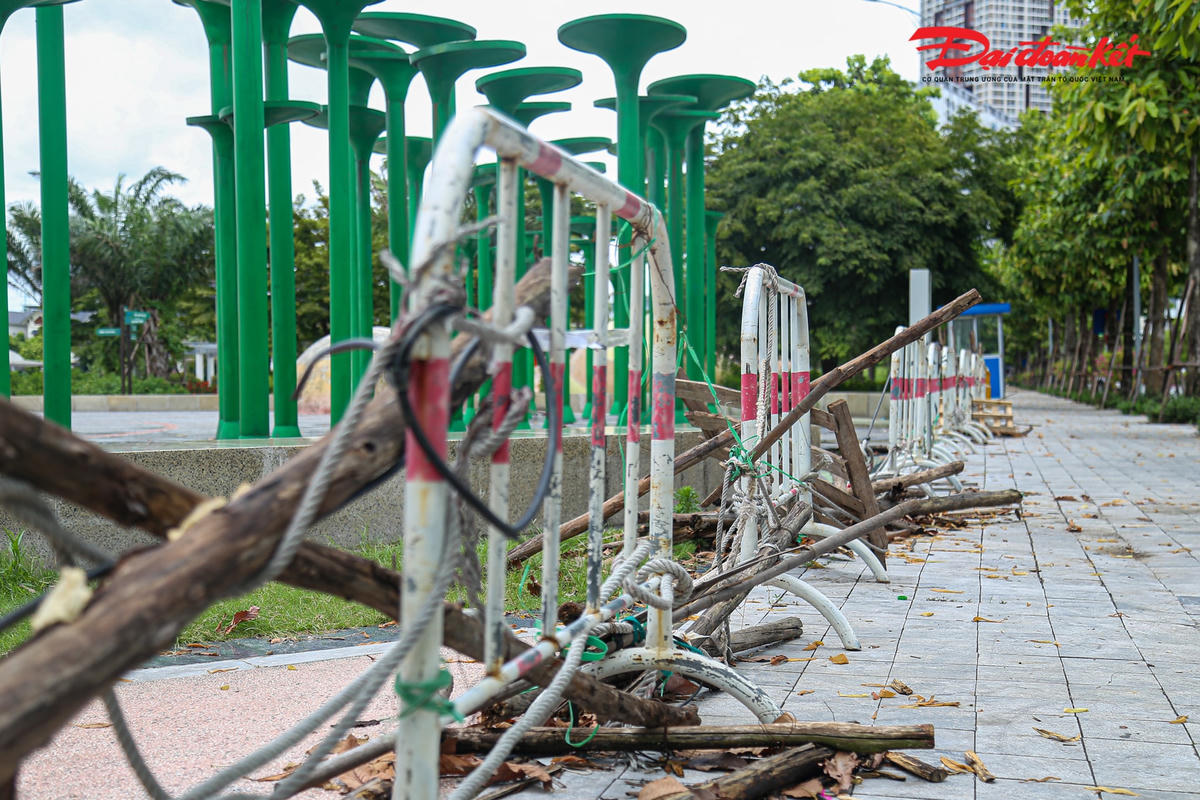 Hệ thống hàng rào nhếch nhác, nhiều cây gỗ do ảnh hưởng bởi thời tiết đã bị mục.