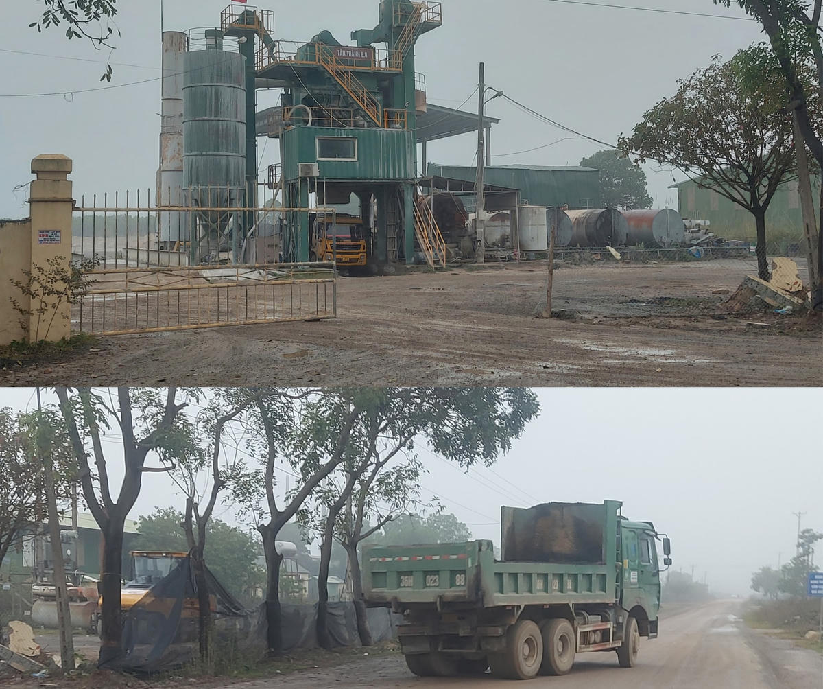 Ngày 6/2, xe tải chở bê tông Asphalt nóng vẫn ra vào trạm trộn.