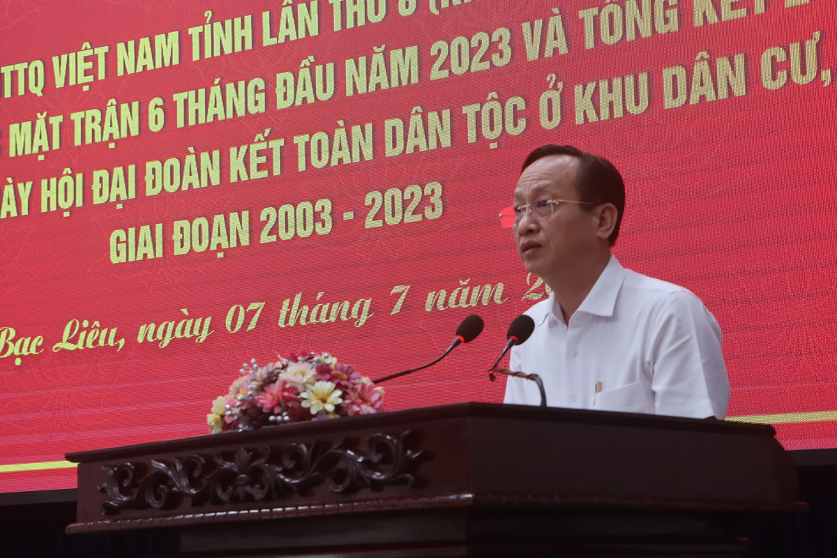 Chủ tịch UBND tỉnh Bạc Liêu Phạm Văn Thiều phát biểu tại Hội nghị.