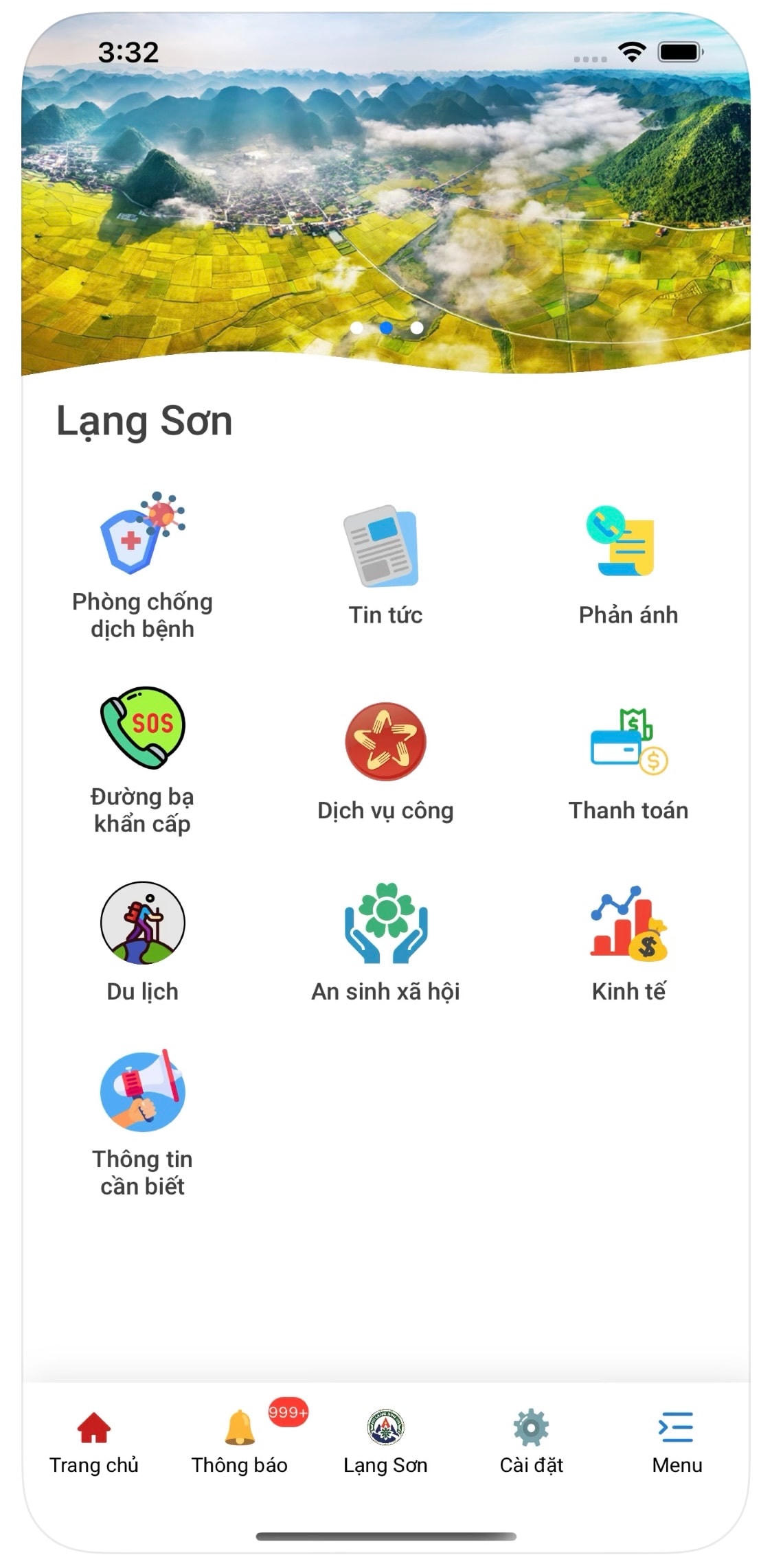 Giao diện nền tảng Công dân số Xứ Lạng