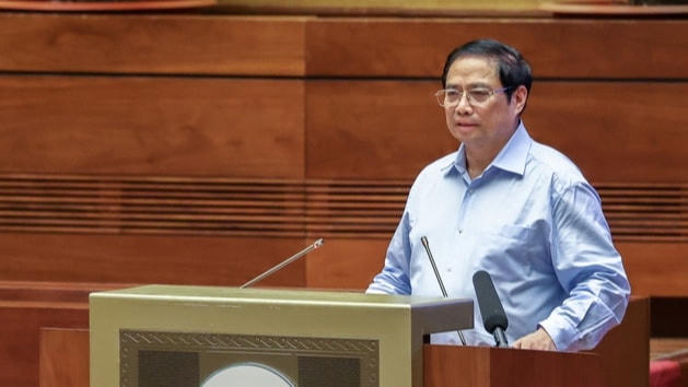 Thủ tướng Phạm Minh Chính giới thiệu chuyên đề tại Hội nghị.      Ảnh: Nhật Bắc/VGP.