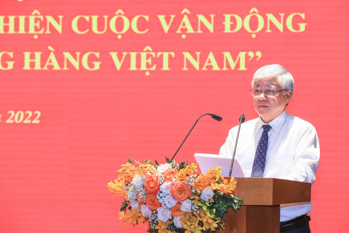 Bí thư Trung ương Đảng, Chủ tịch UBTƯ MTTQ Việt Nam Đỗ Văn Chiến phát biểu tại Hội nghị.