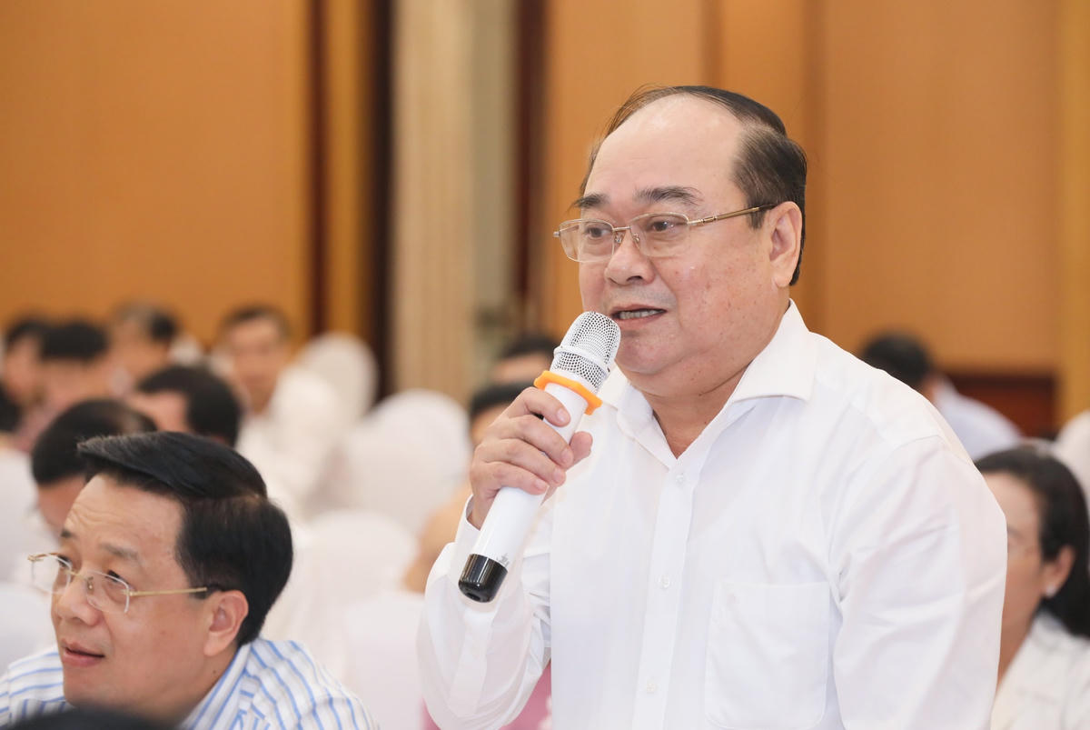 Ông Trần Văn Chính, Chủ tịch Ủy ban MTTQ tỉnh Hậu Giang phát biểu. Ảnh: Quang Vinh.