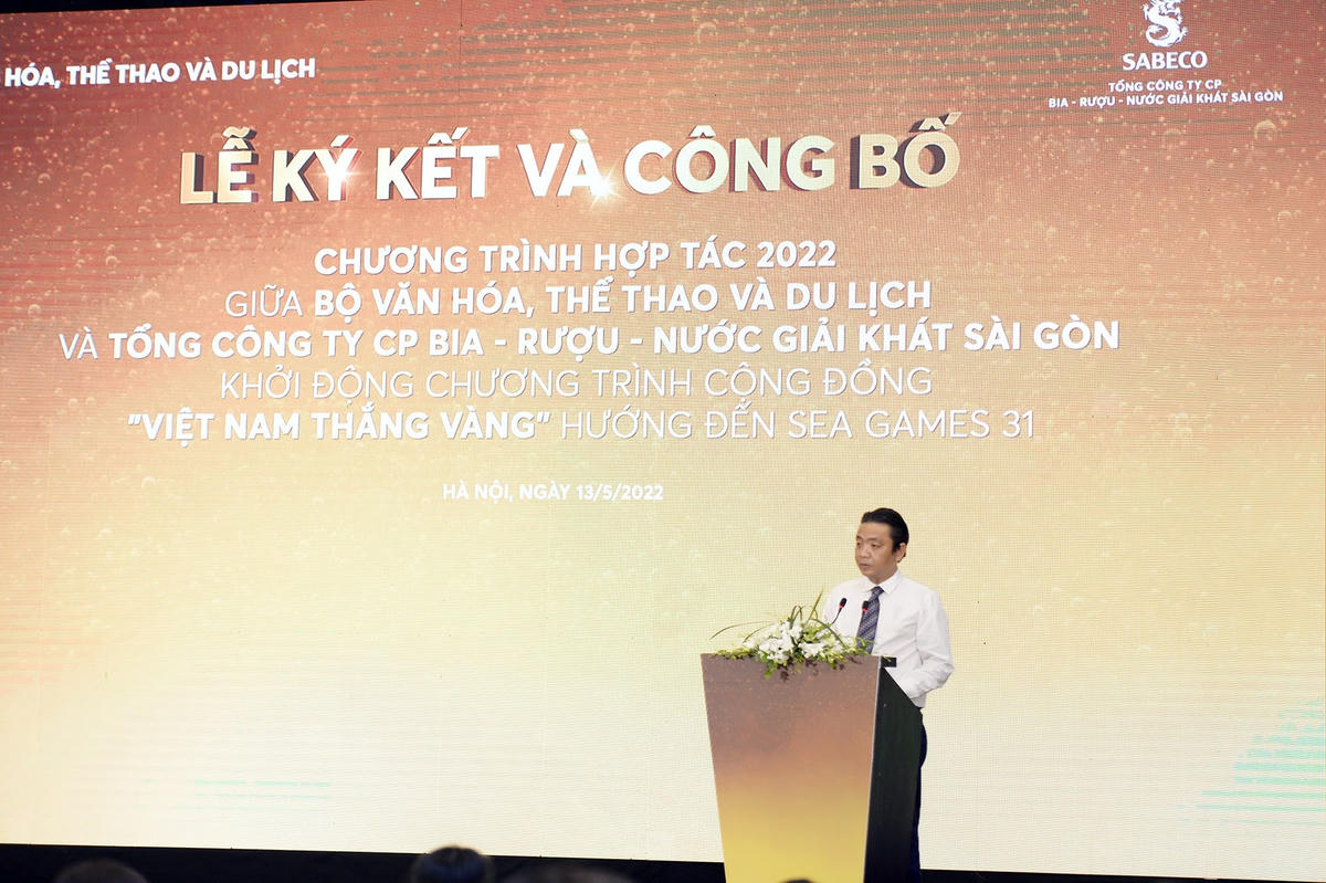 Thứ trưởng Bộ VHTTDL Hoàng Đạo Cương phát biểu tại buổi lễ.