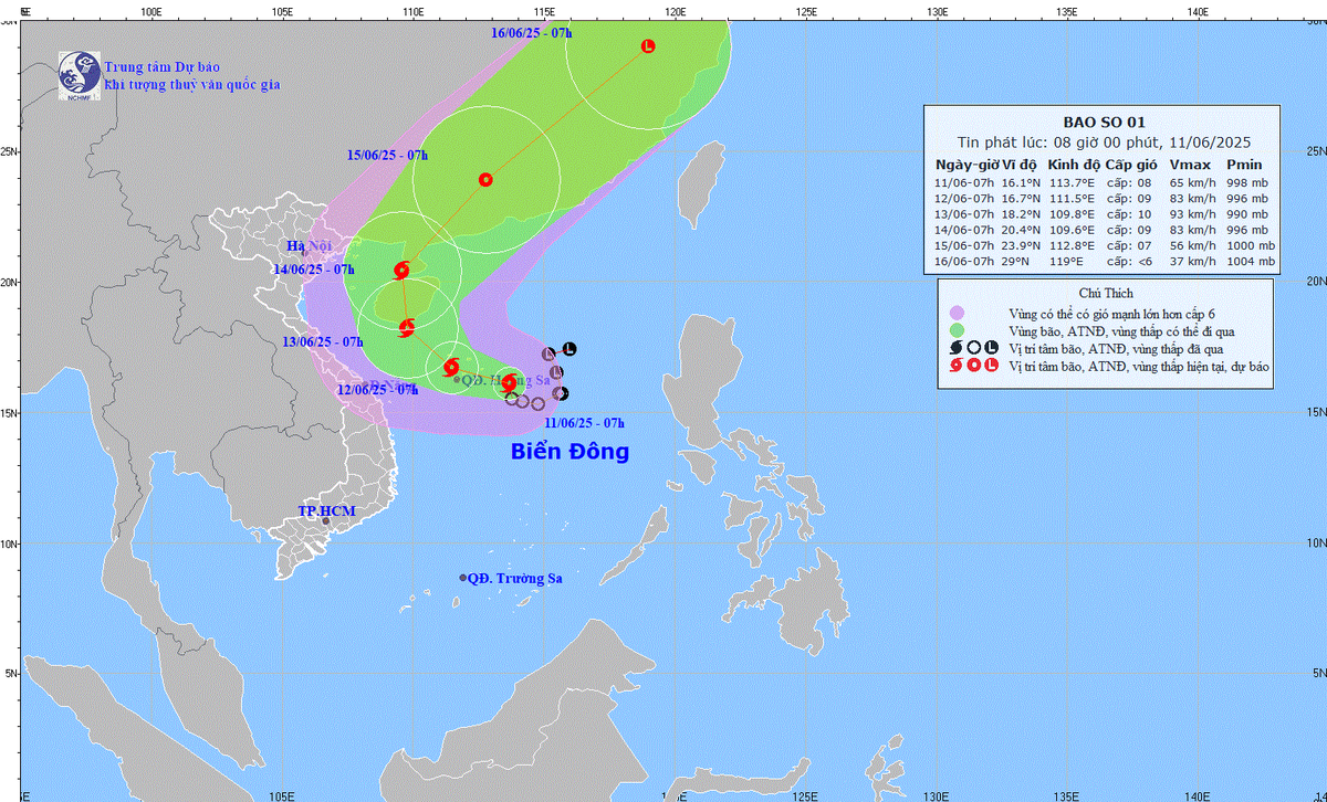 TIN BÃO TRÊN BIỂN ĐÔNG (Cơn bão số 01)