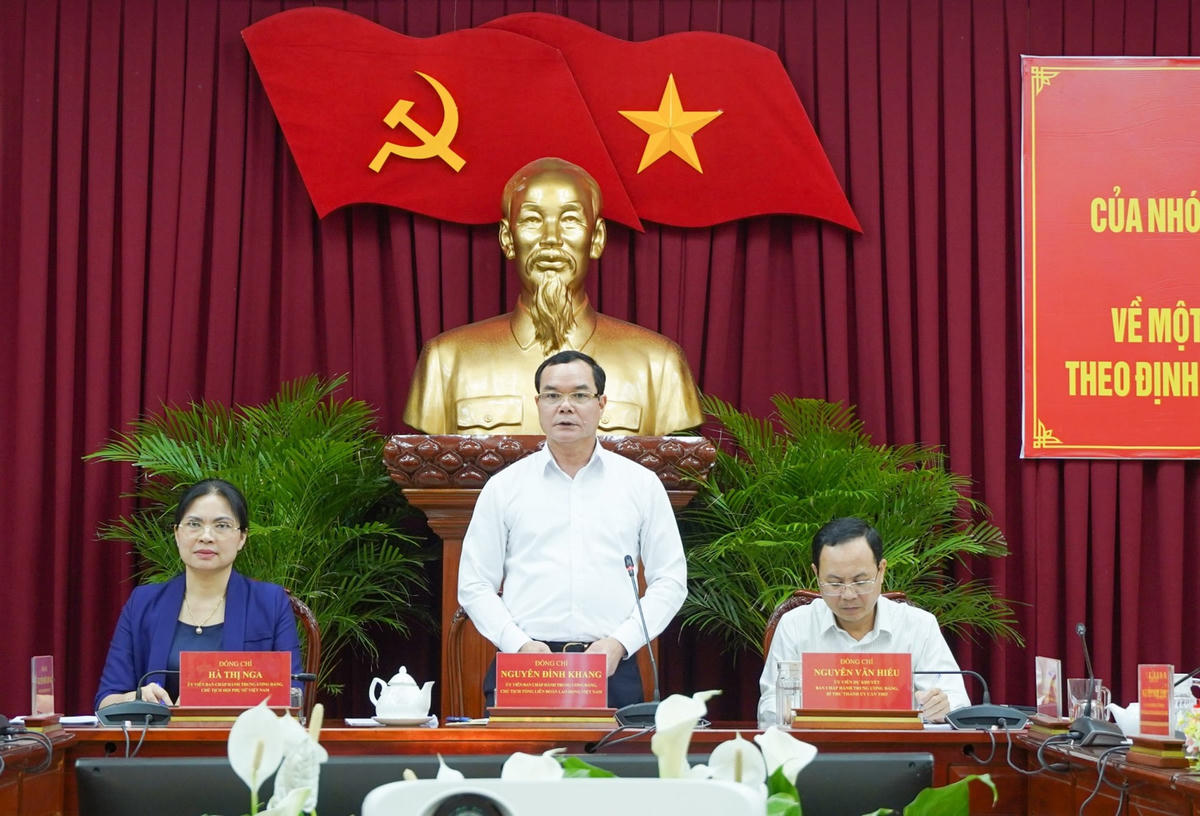 Ông Nguyễn Đình Khang - Ủy viên Trung ương Đảng, Chủ tịch Tổng Liên đoàn Lao động Việt Nam phát biểu tại buổi làm việc.