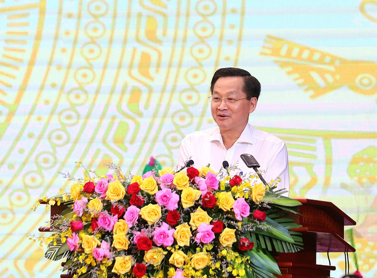 Phó Thủ tướng Chính phủ Lê Minh Khái phát biểu.
