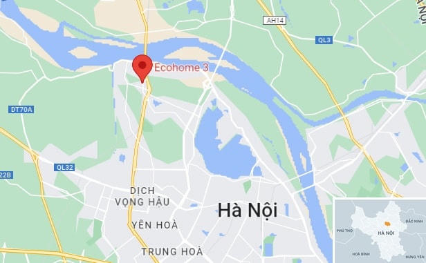 Sự việc xảy ra tại khu chung cư Ecohome 3, phường Đông Ngạc, quận Bắc Từ Liêm, Hà Nội. Ảnh: Google Maps.