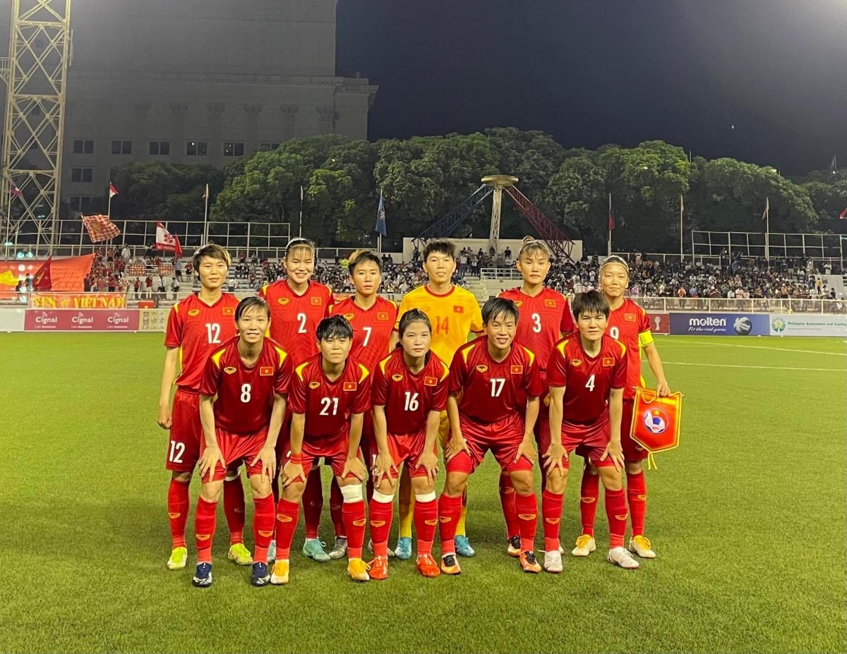 Đội tuyển nữ Việt Nam quyết thắng Myanmar ở AFF Cup nữ 2022. (Ảnh: VFF). 