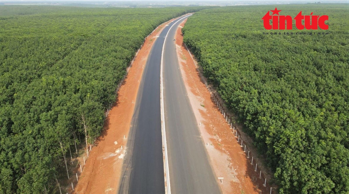 Cao tốc Phan Thiết - Dầu Giây dài 99 km, có 6 nút giao khác mức, 65 cầu (18 cầu trên cao tốc, 47 cầu vượt), có tổng mức đầu tư gần 12.500 tỷ đồng, do Ban Quản lý dự án Thăng Long làm đại diện chủ đầu tư. Ảnh: Công Phong.