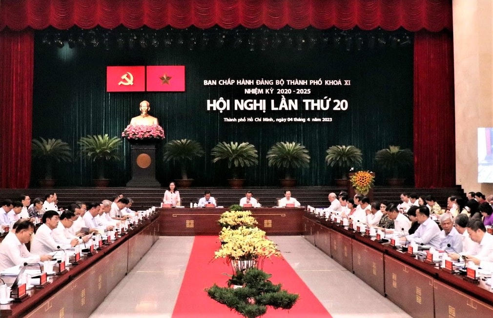 Quang cảnh Hội nghị lần thứ 20 Ban Chấp hành Đảng bộ TP HCM khóa XI.