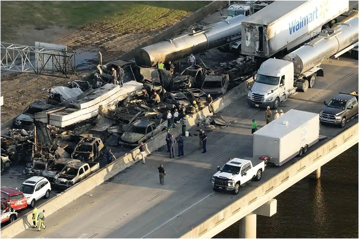 Tai nạn giao thông liên hoàn trên cao tốc Interstate 55 (bang Louisiana, Mỹ) do “siêu sương mù”.  