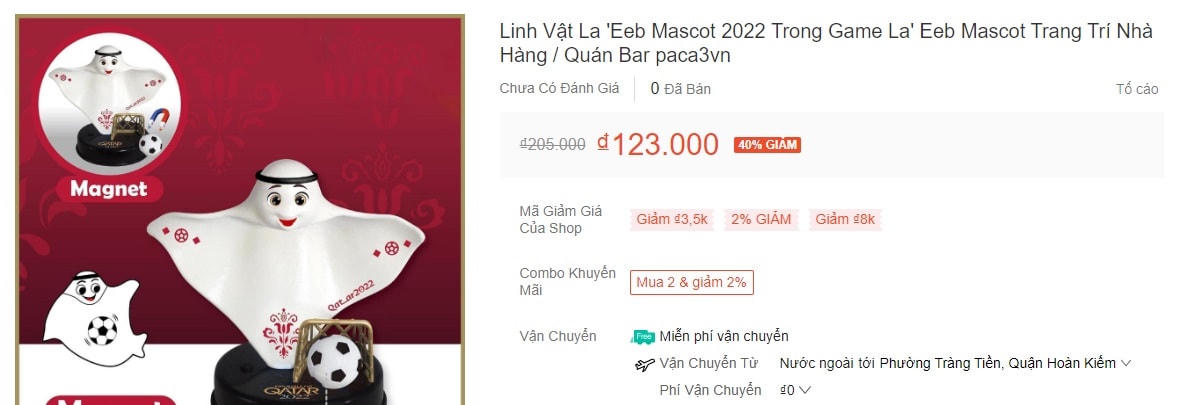 Đồ trang trí lấy cảm hứng từ linh vật La'eeb được rao bán với giá 123 nghìn đồng..