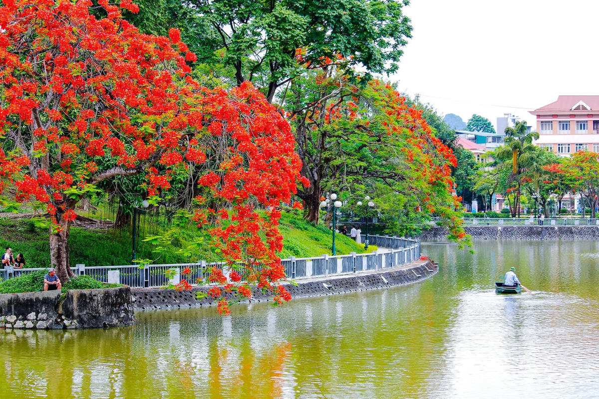 Xứ Tuyên vào hạ, một góc phố đi bộ quanh hồ công viên TP Tuyên Quang.
