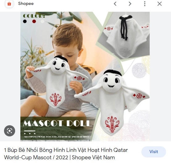 Sản phẩm đáng yêu hình linh vật La'eeb trên sàn thương mại điện tử.