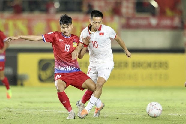 Đội tuyển Việt Nam thắng dễ dàng trước Lào để đứng đầu bảng B tại AFF Cup 2022. (Ảnh: PV/Vietnam+).
