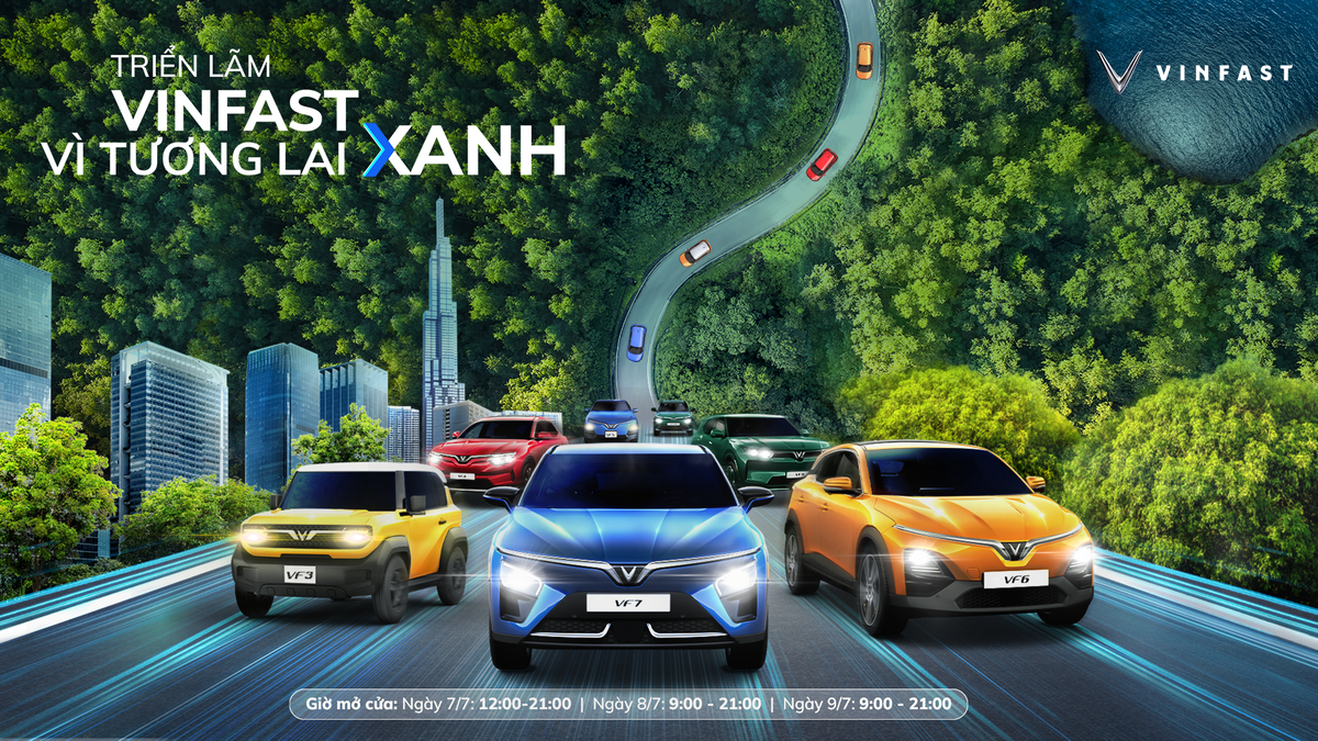 VinFast chính thức ra mắt 3 mẫu ô tô điện mới gồm VF 3, VF 6, VF 7 và mẫu xe đạp điện đầu tiên tại thị trường nội địa tại Triển lãm “VinFast - Vì tương lai xanh”. Ảnh: VinFast.