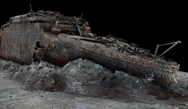 Hình ảnh một phần xác tàu Titanic được công bố gần đây. Ảnh: Atlantic Productions/ Magellan.