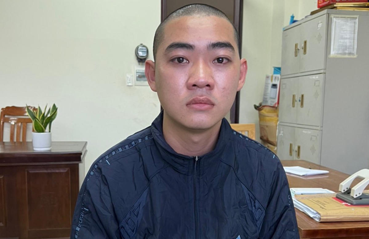 Đối tượng Trần Xuân Vũ tại cơ quan Công an.
