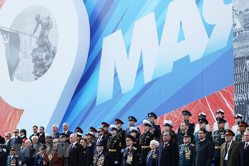 Tổng thống Nga Vladimir Putin phát biểu tại lễ duyệt binh kỷ niệm 78 năm Chiến thắng trong Chiến tranh Vệ quốc vĩ đại ở Moskva, ngày 9/5/2023. (Ảnh: AFP/TTXVN)  