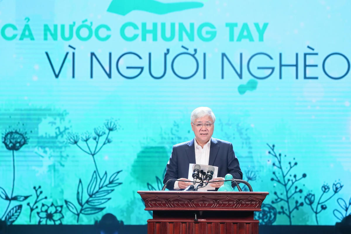 Chủ tịch UBTƯ MTTQ Việt Nam Đỗ Văn Chiến phát biểu tại chương trình. Ảnh: Quang Vinh.