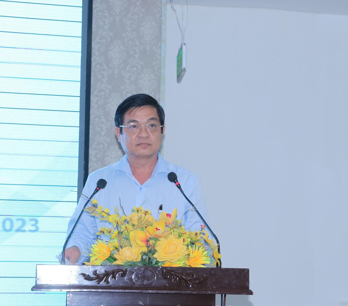 Phó chủ tịch UBND tỉnh Bạc Liêu Huỳnh Chí Nguyện phát biểu tại hội nghị.