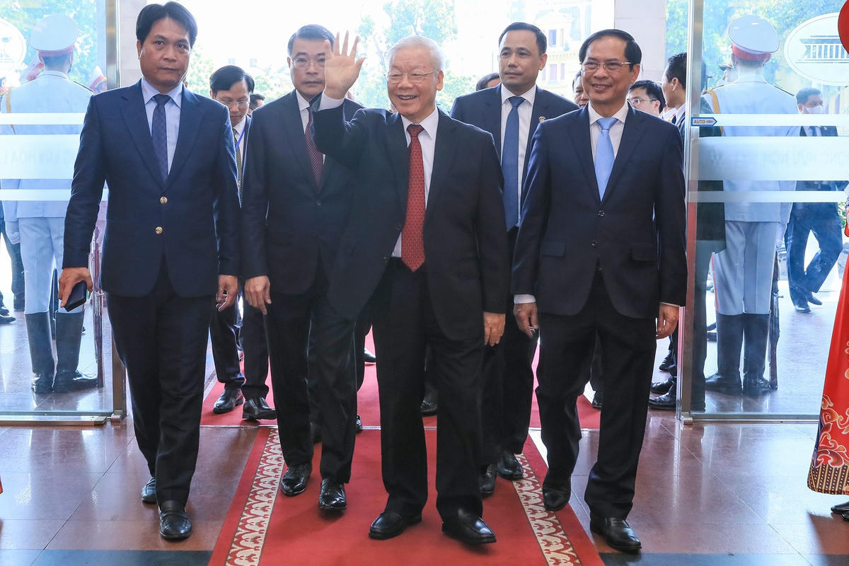 Tổng Bí thư Nguyễn Phú Trọng đến dự lễ kỷ niệm. Ảnh: Quang Vinh.