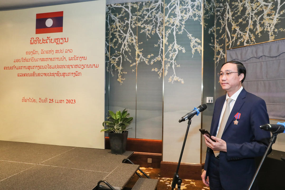 Ông Phùng Khánh Tài, nguyên Phó Chủ tịch UBTƯ MTTQ Việt Nam, Phó Bí thư Thường trực tỉnh ủy Phú Thọ phát biểu tại buổi lễ.