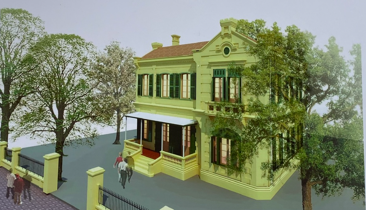 Phối cảnh biệt thự 49 phố Trần Hưng Đạo đang được trùng tu.