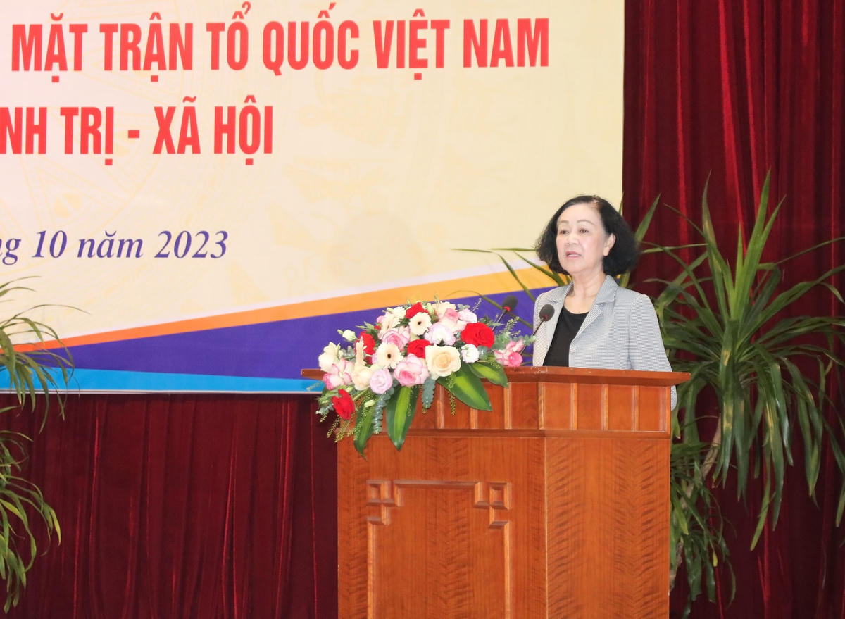 Thường trực Ban Bí thư Trương Thị Mai phát biểu tại Hội nghị.