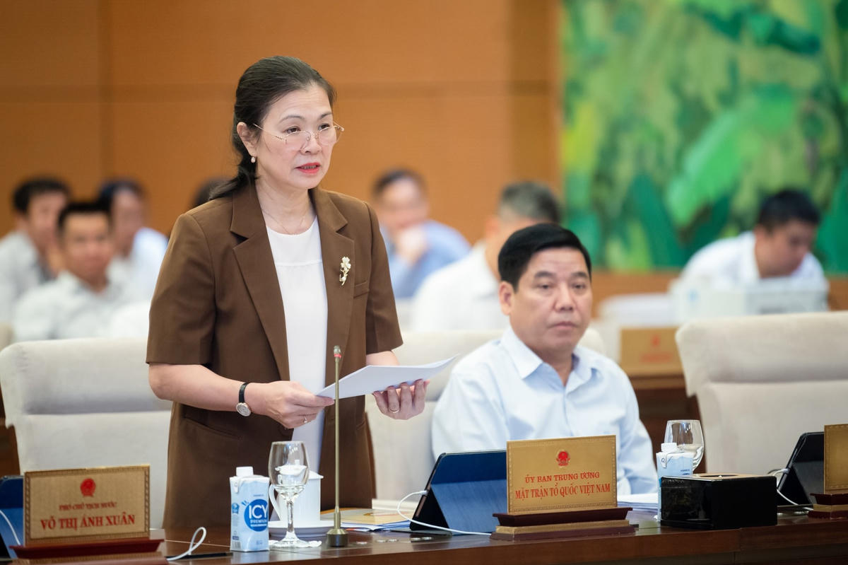 Phó Chủ tịch UBTƯ MTTQ Việt Nam Trương Thị Ngọc Ánh phát biểu tại phiên họp.