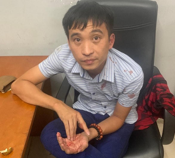 Tài xế Ngô Công Hán tại cơ quan Công an. Ảnh: Công an cung cấp.