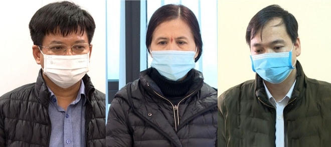 Ba bị can bị khởi tố. Ảnh: Công an Bắc Giang.
