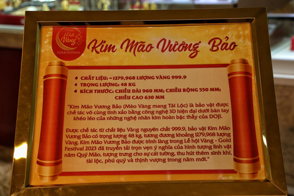 Hà Nội: Cận cảnh tượng mèo bằng vàng 9999 khổng lồ nặng 48 kg