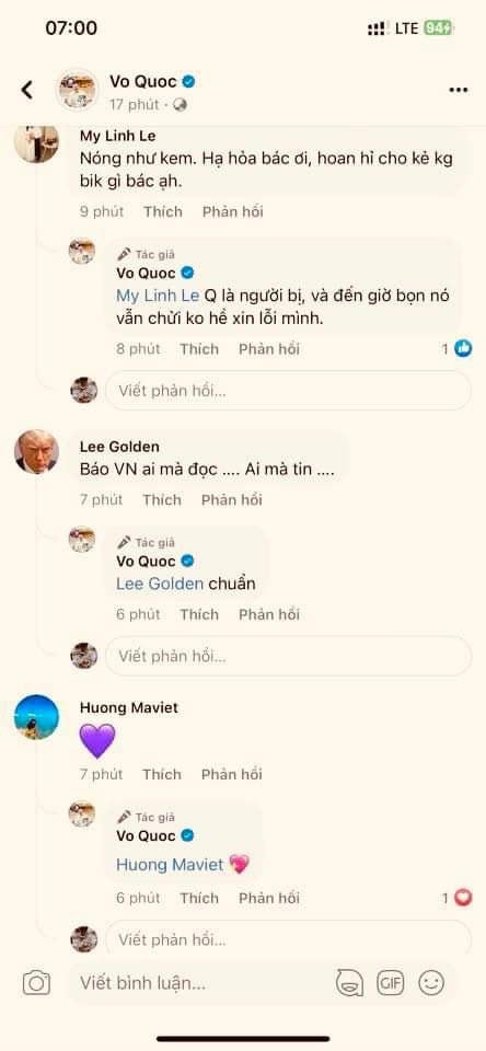 Không chỉ xúc phạm các nhà báo, trong các tương tác Facebook Vo Quoc còn có nhiều commen hùa theo. 
