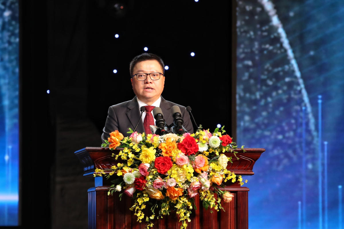 Nhà báo Lê Quốc Minh - Chủ tịch Hội nhà báo Việt Nam, Chủ tịch Hội đồng giải Báo chí Quốc gia lần thứ XVII phát biểu khai mạc.