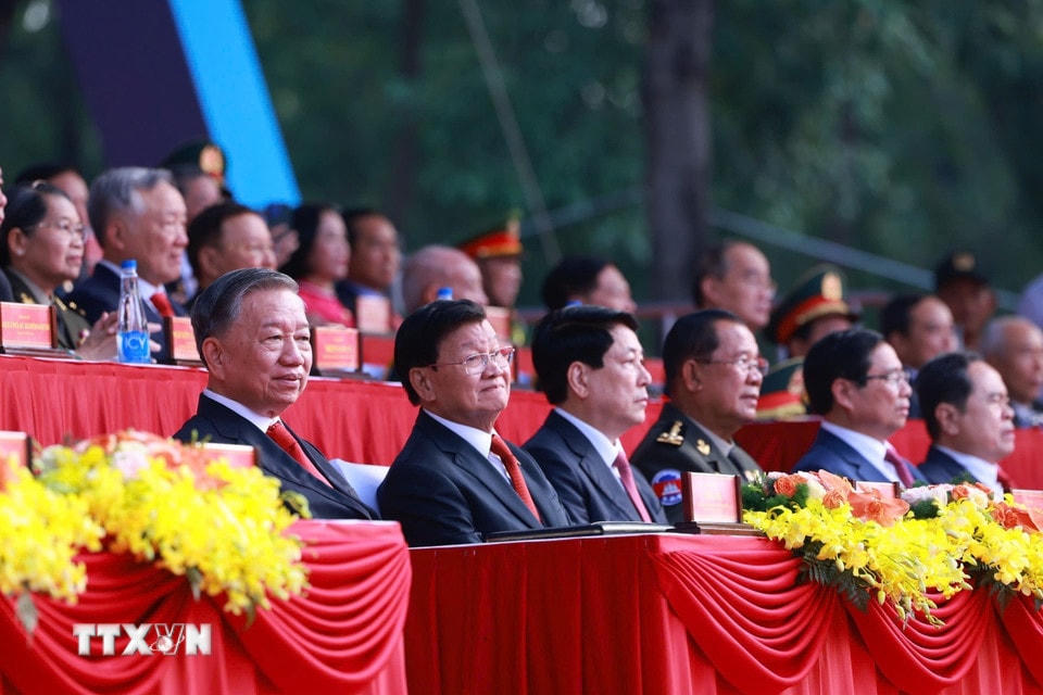 Tổng Bí thư Tô Lâm và các đại biểu tham dự buổi lễ. (Ảnh: TTXVN)