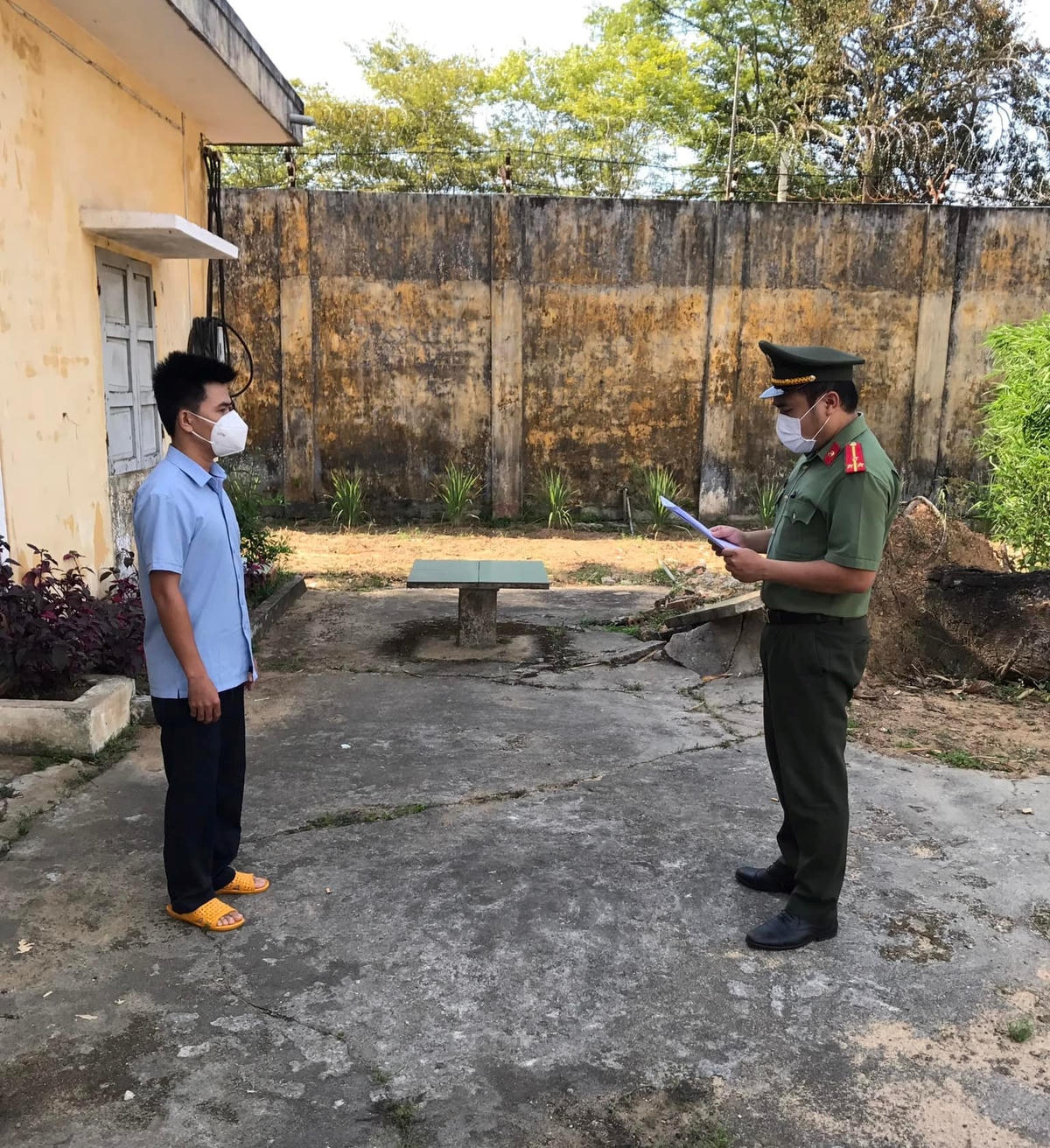 Đối tượng Nguyễn Văn Minh tại cơ quan Công an.