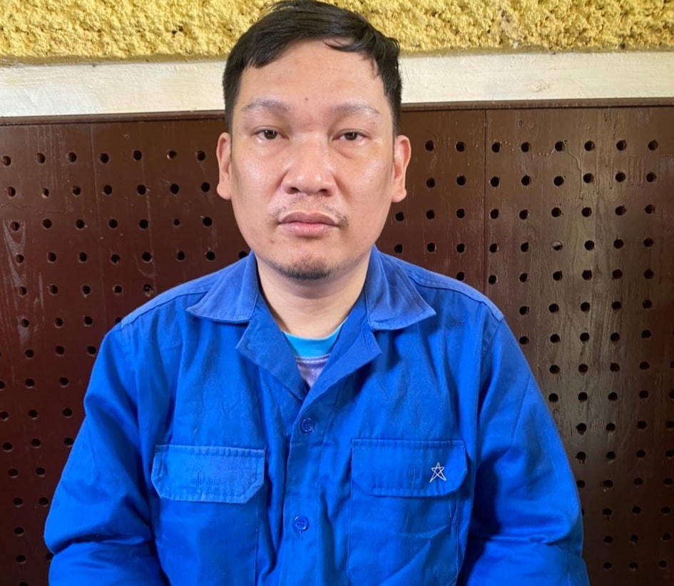 Đối tượng Trần Ngọc Đức tại cơ quan điều tra.